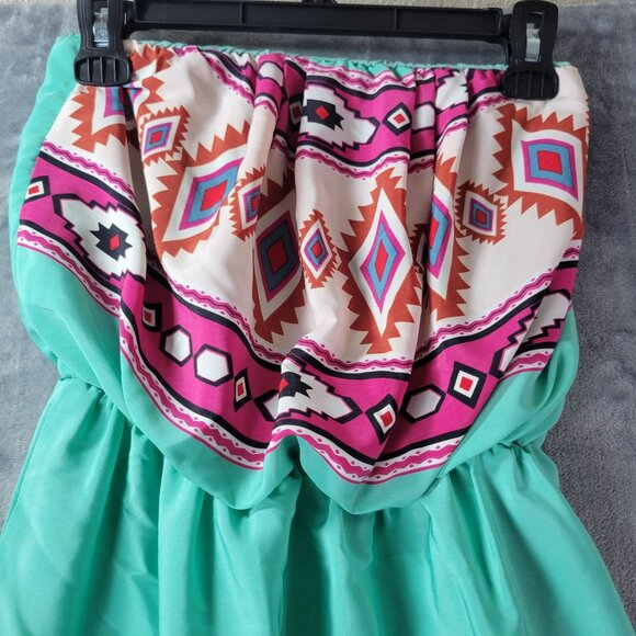 Auditions Womens Strapless Mini‎ Dress S Aztec Tribal Print Made in USA Vintage - Picture 3 of 7